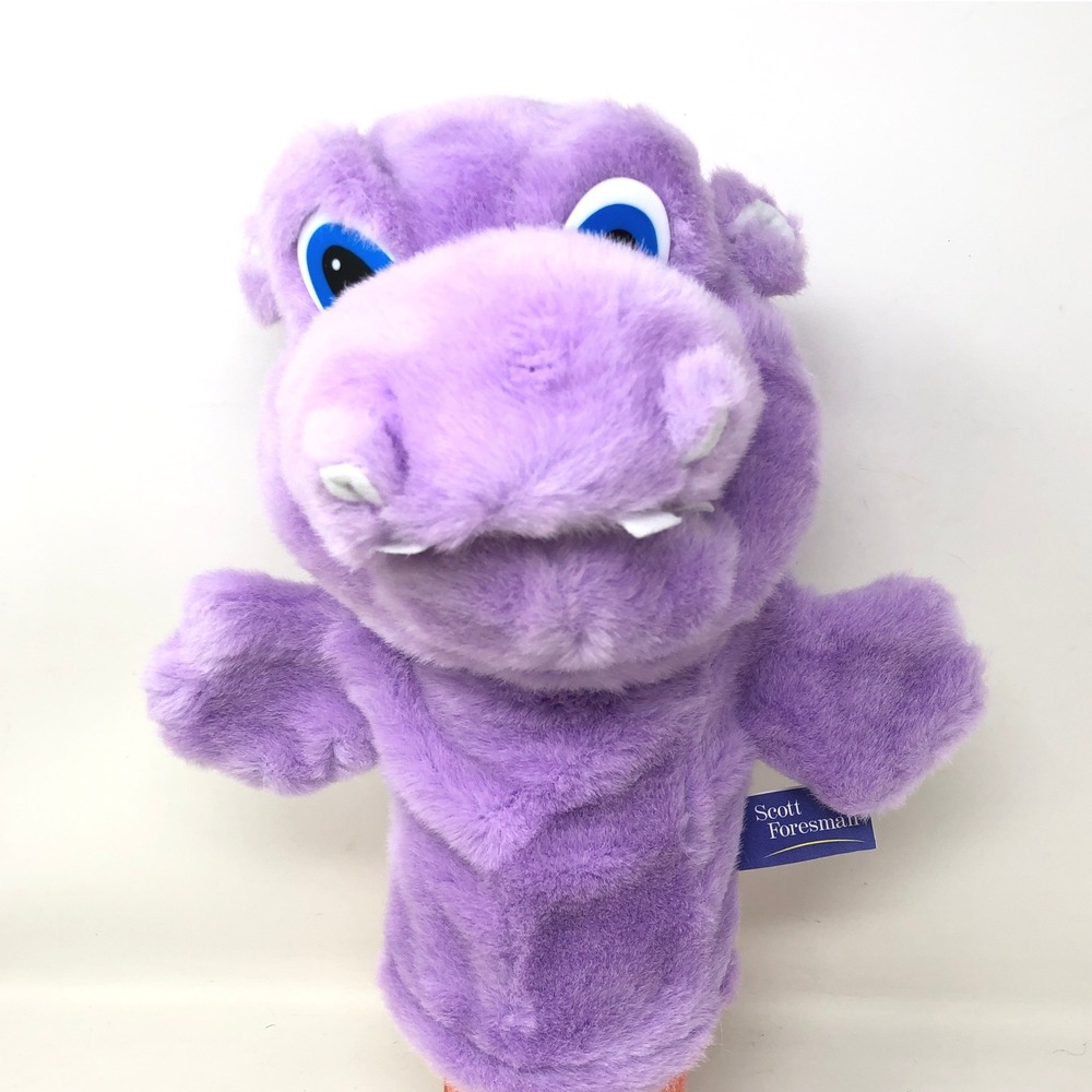 Scott Foresman Alphapotamus Puppet Purple Plush Reading VTG Educational Toy